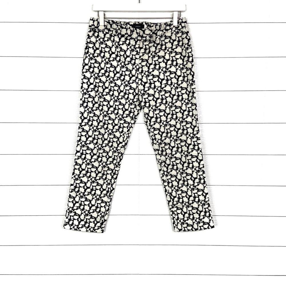 JOSEPH Queen Mini Abstract Jacquard Trouser Dress Pant Slack Black White Print